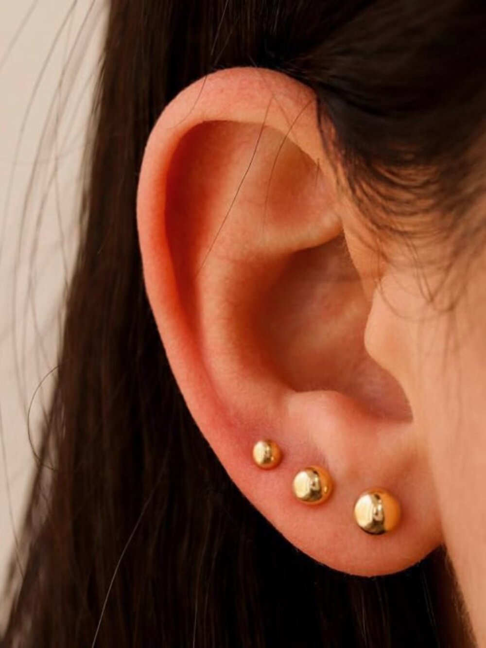 Gold Ball Stud Earrings Classic Women's Jewelry (3 Pairs) Ear balls earring set